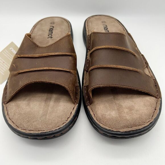 NEW Riemot Men’s Brown Leather Arch Support Comfort Slide Sandals EU 42 US 9 - Picture 4 of 10